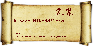 Kupecz Nikodémia névjegykártya